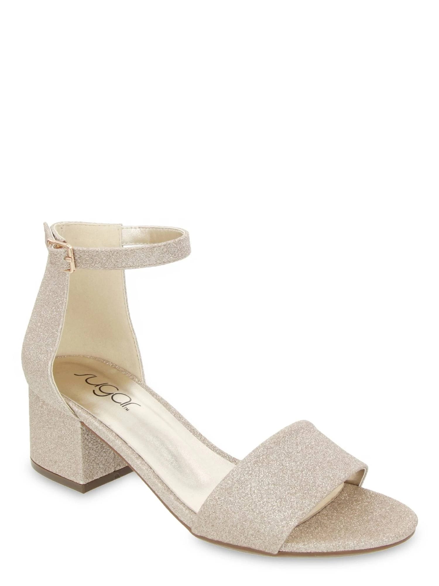 Elegant Champagne Block-Heel Sandals for All Occasions | Image