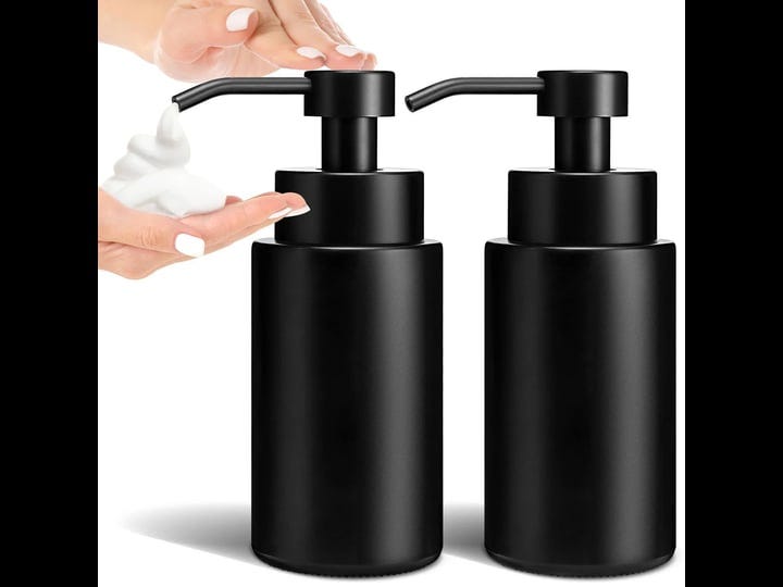 gmisun-foaming-soap-dispenser-2-pack-12-oz-matte-black-glass-foam-hand-soap-dispenser-modern-hand-so-1