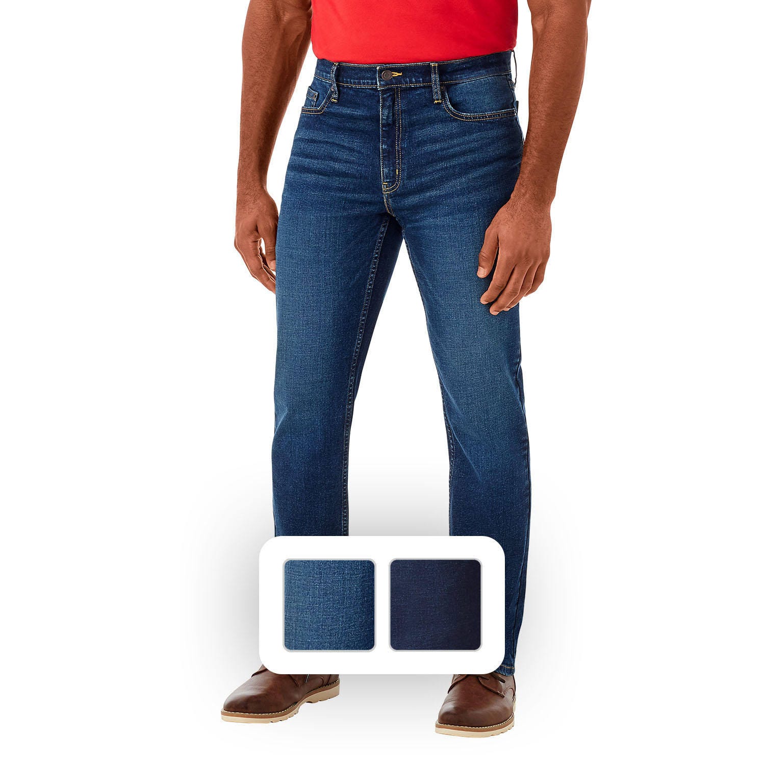Premium Stretch Denim Jeans for Men - Medium Wash, 34x30 | Image