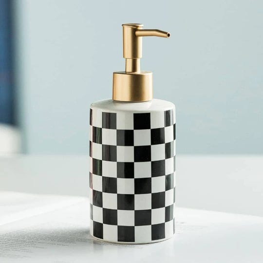 ohihuw-checkered-ceramic-soap-dispenser-with-rust-proof-gold-matte-pump-decorative-soap-dispenser-fo-1