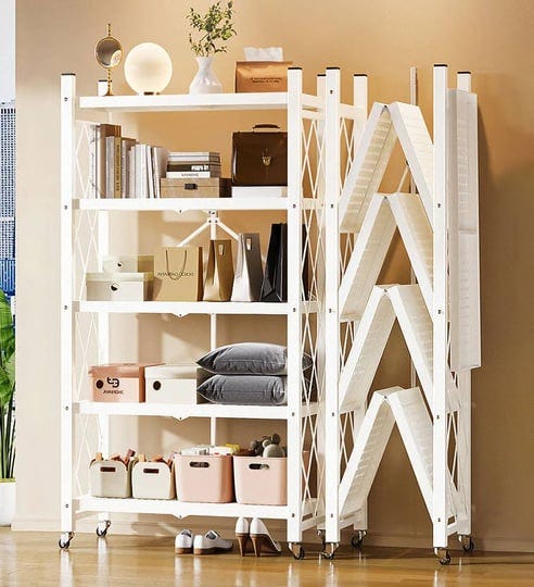 joybos-heavy-duty-foldable-metal-organizer-shelves-with-wheels-white-5-layer-1