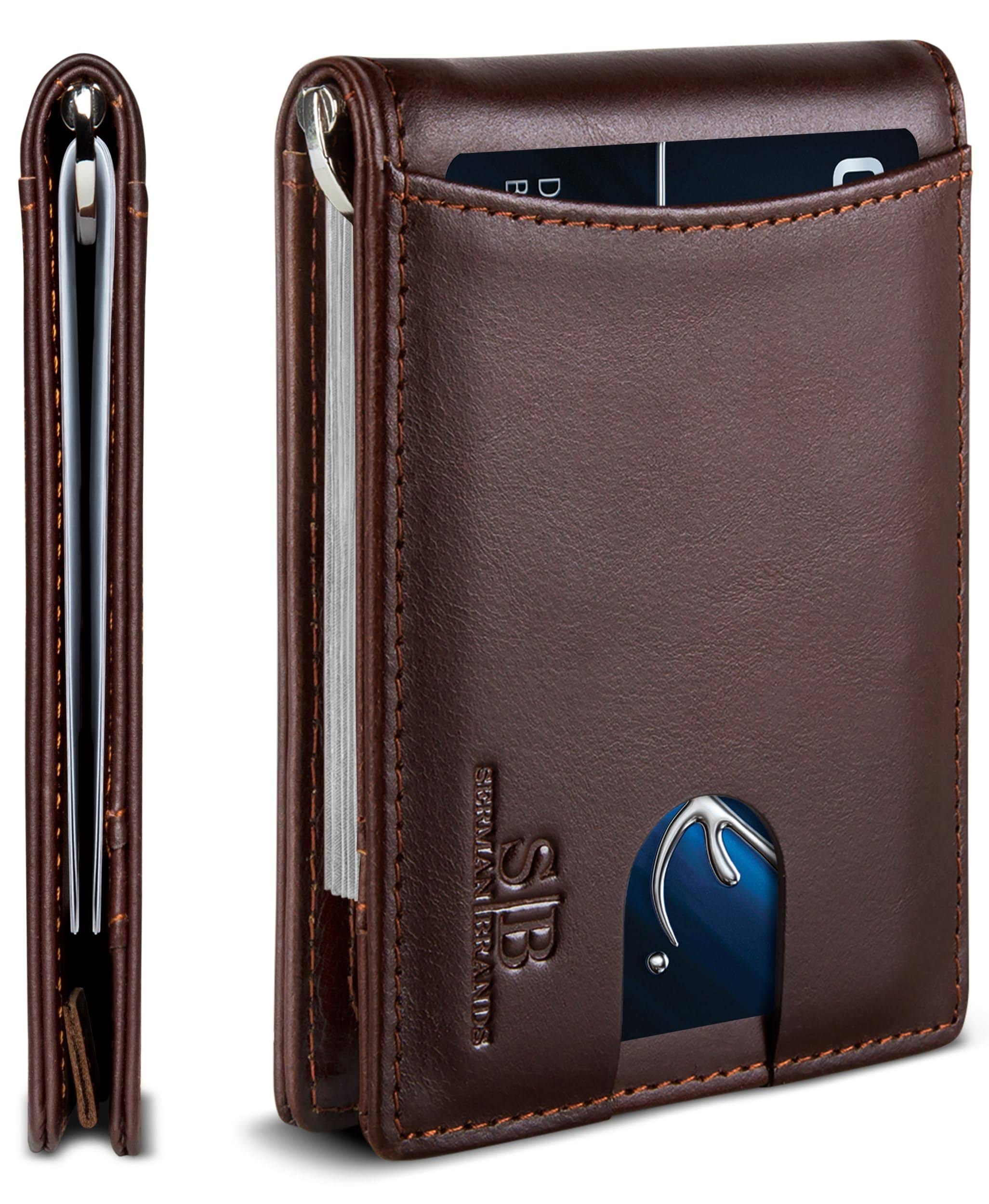Serman Brands RFID-Blocking Leather Minimalist Front Pocket Wallet | Image
