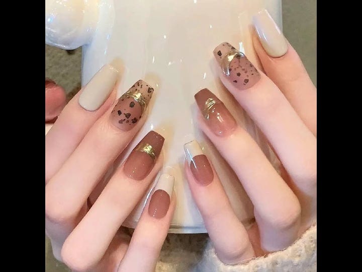 curvlife-nail-art-ideas-coffin-brown-fall-french-medium-glossy-press-on-nails-1