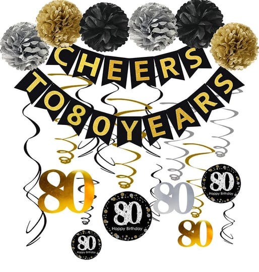 famoby-80th-birthday-party-decorations-kit-gold-glittery-cheers-to-80-years-bannerpoms12pcs-sparklin-1