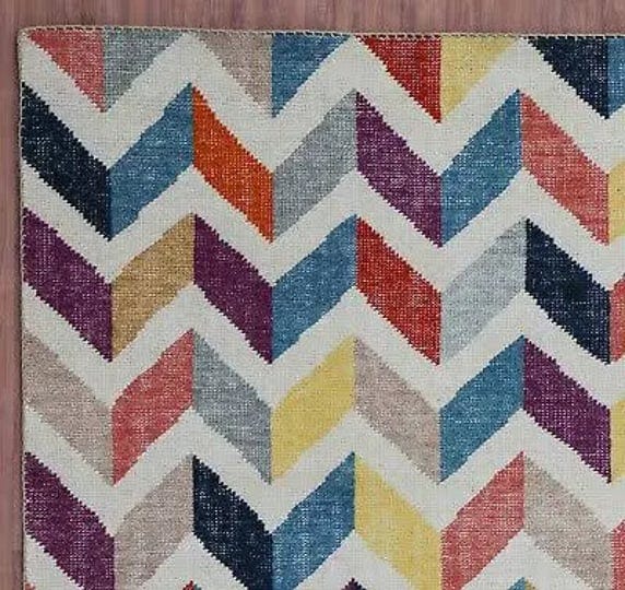handmade-nani-colorful-zig-zag-57x710-ft-hand-knotted-100-woolen-area-rugs-carpet-1