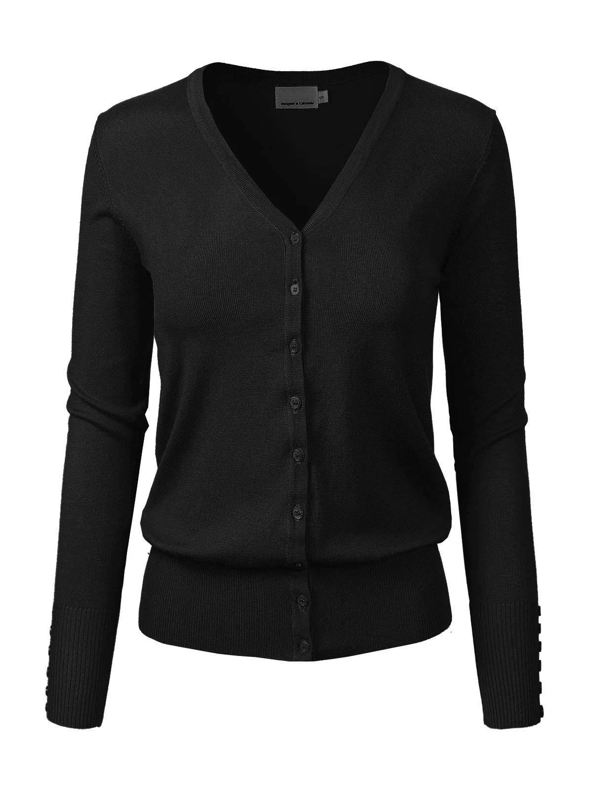 Elegant Black Women's Cardigan with Button Closure | Image