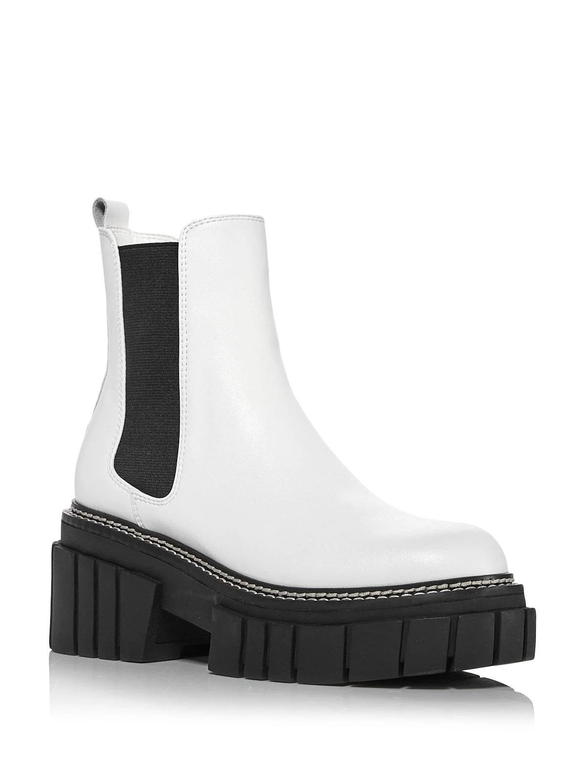 Aqua White Lug Sole Platform Boots - Casual Chic Style | Image