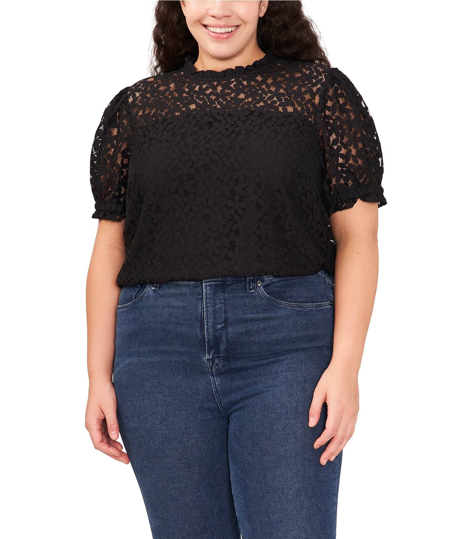 Chic Rich Black Lace Overlay Top | Image