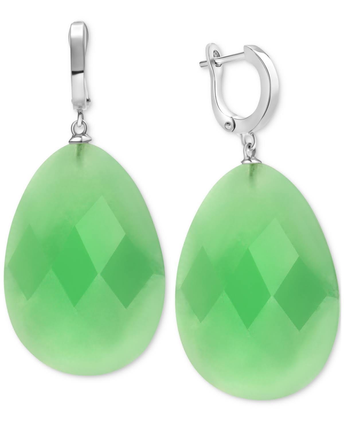 Faceted Green Jade Earrings in Sterling Silver | Image