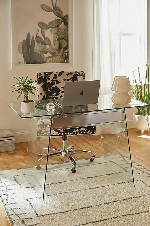 Ultra-Aesthetic Clear Glass Desk for Home Office | Image