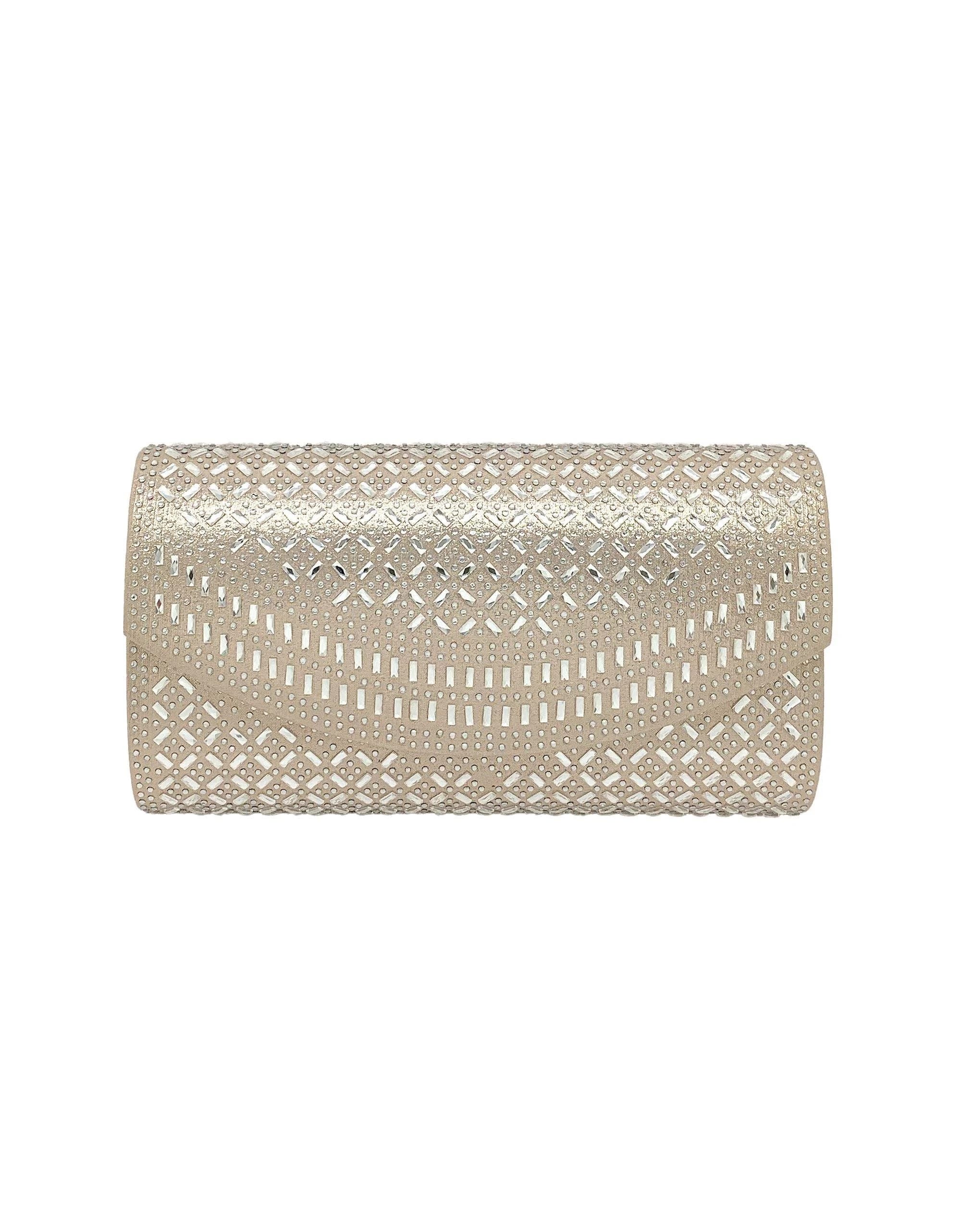 Luxury Gold Crystal Lattice Flap Clutch | Image