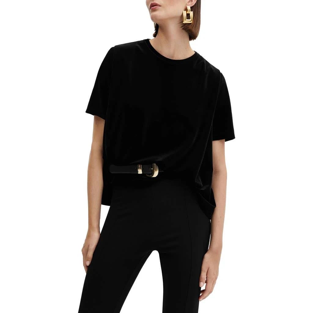 Black Velvet T-Shirt with Textured Finish | Image