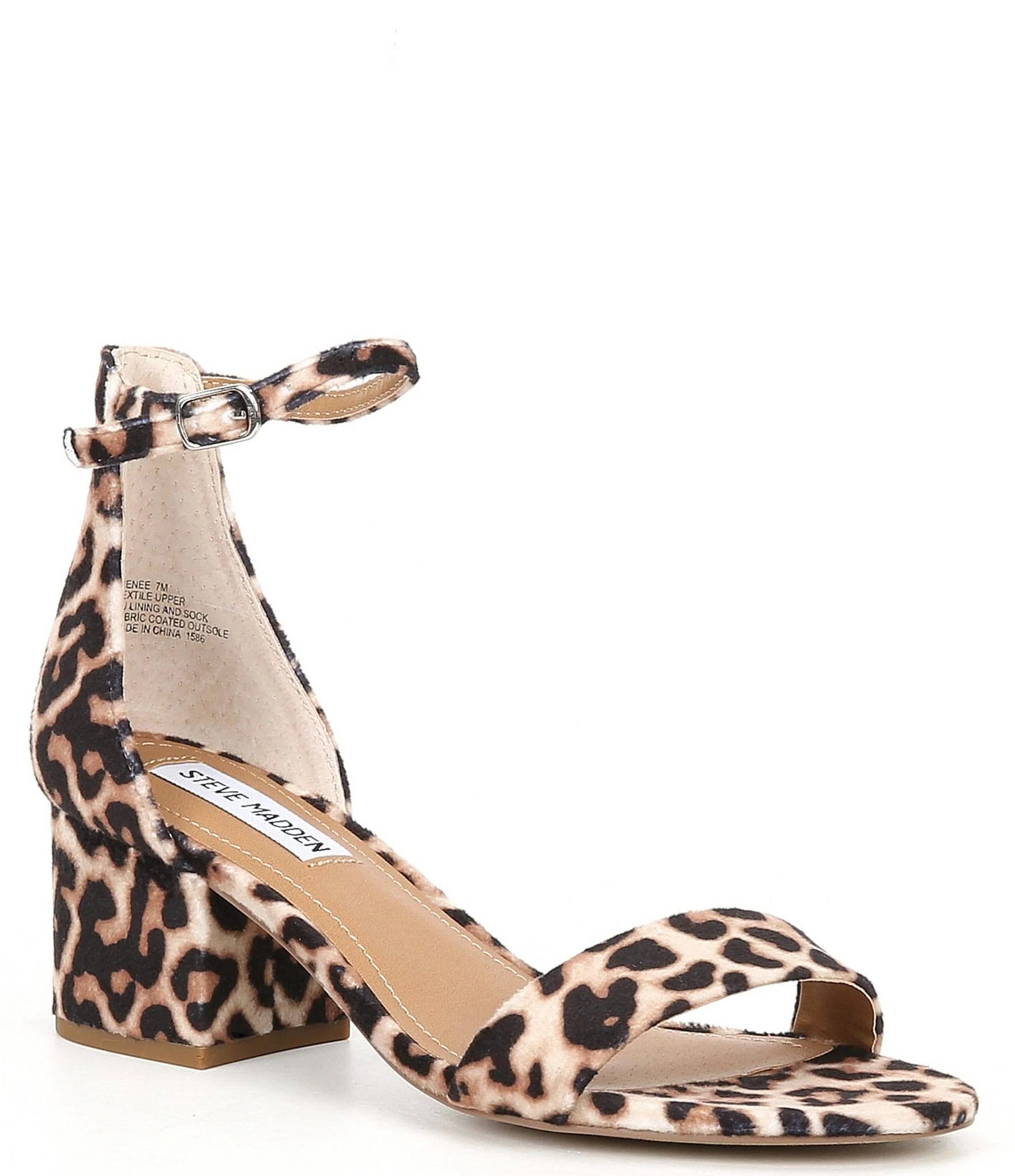 Comfortable Leather Leopard Block Heel Sandals | Image