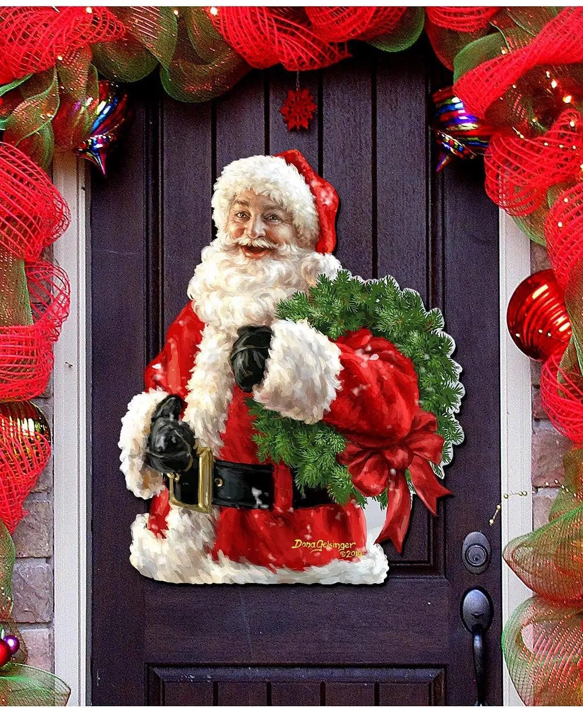 Handcrafted Santa Wreath for the Holidays - Made in the USA | Image