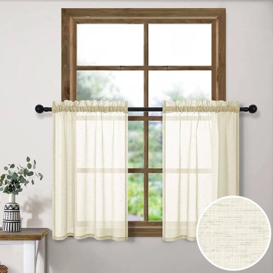 pitalk-half-curtains-for-windows-36-inch-length-2-panel-set-rod-pocket-cafe-tier-semi-sheer-linen-te-1