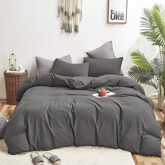 houseri-grey-comforter-queen-size-solid-dark-gray-bedding-comforters-sets-men-women-modern-dark-grey-1