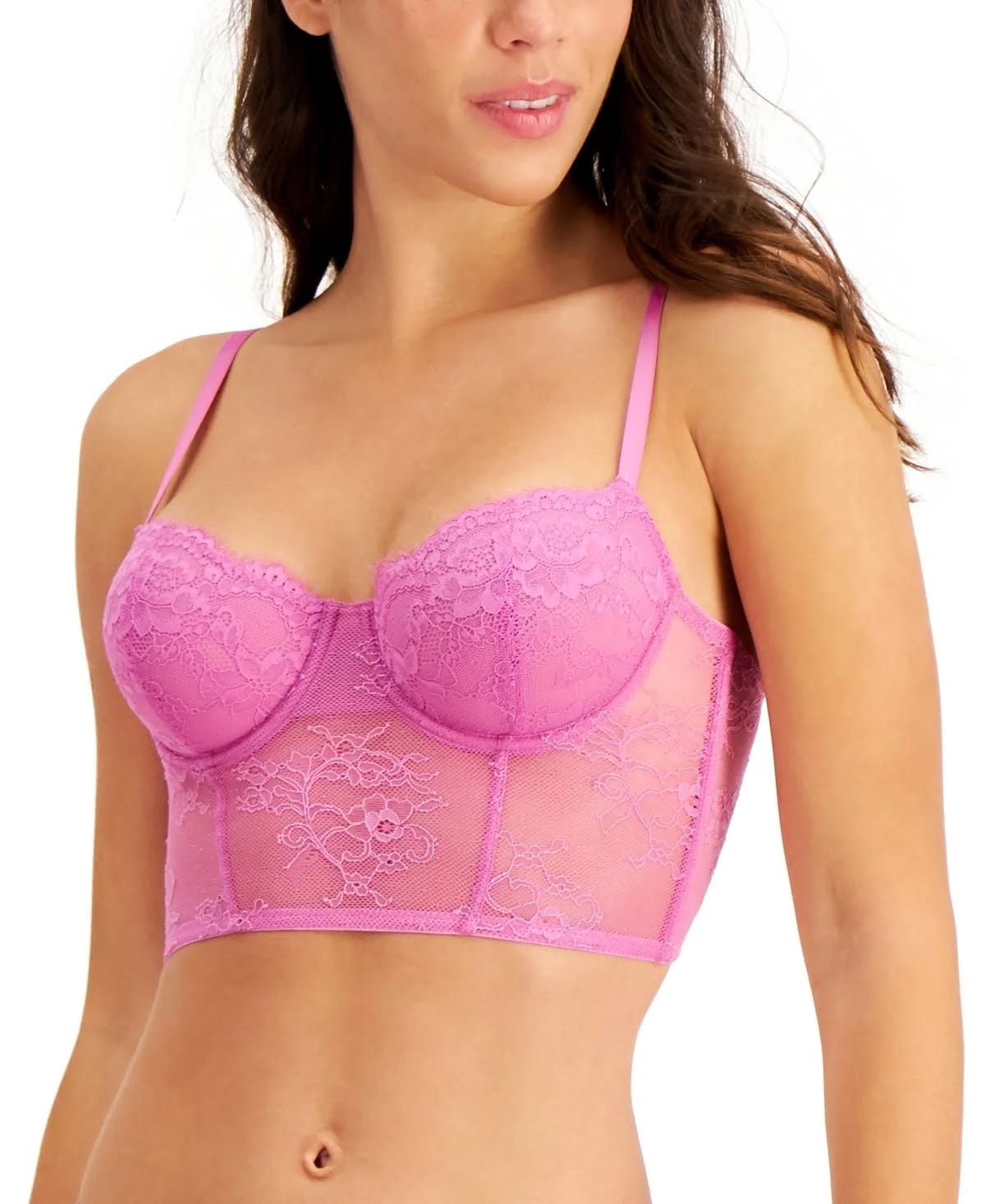 Pretty Pink Lace Bustier Bra for Intimates | Image