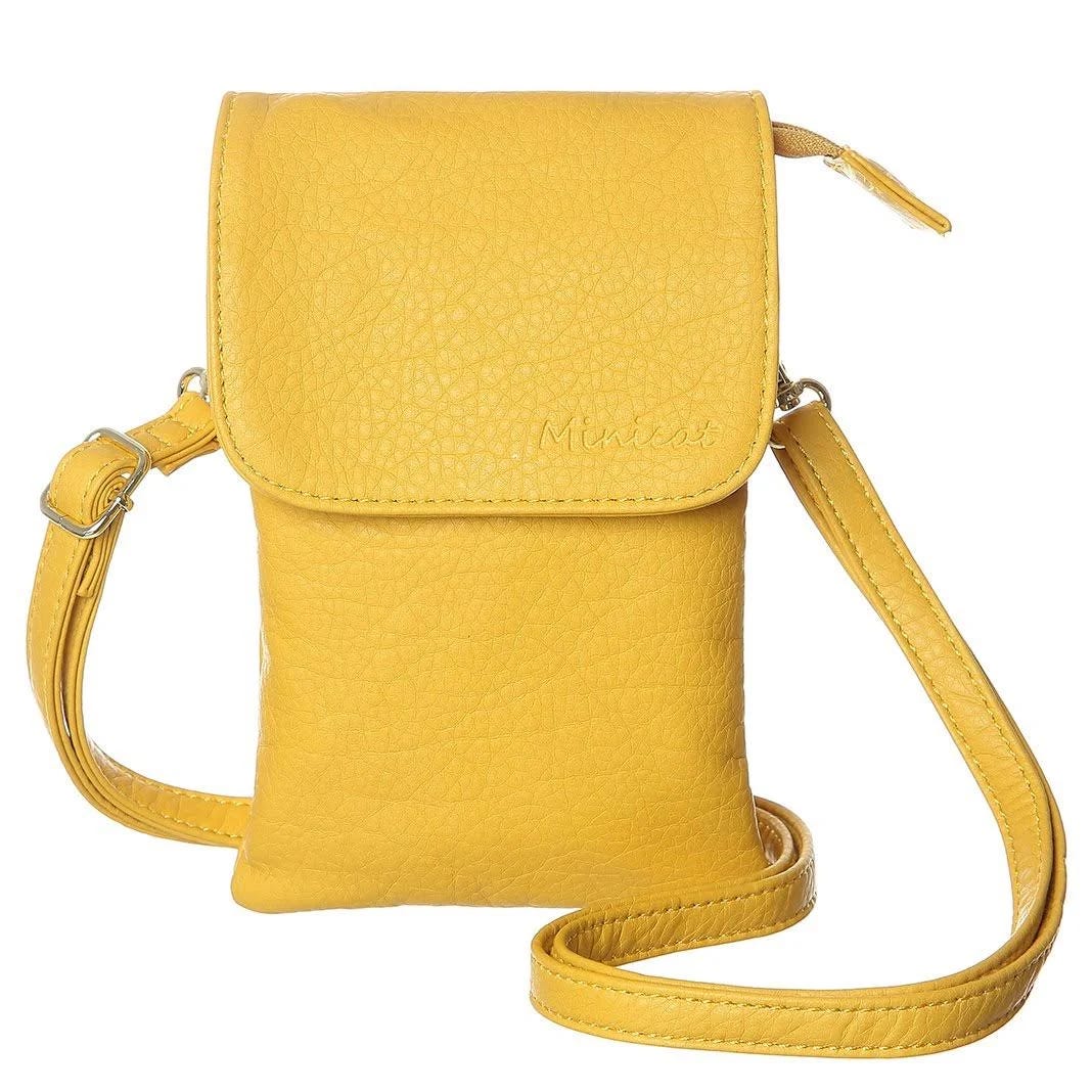 Mustard Yellow Faux Leather Phone Pouch | Image
