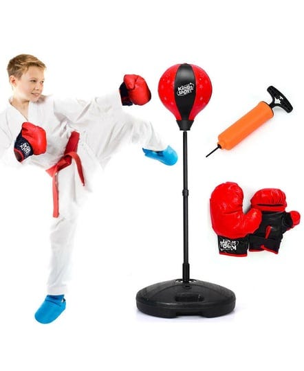 costway-kids-punching-bag-toy-set-adjustable-stand-boxing-glove-speed-ball-w-pump-new-red-1