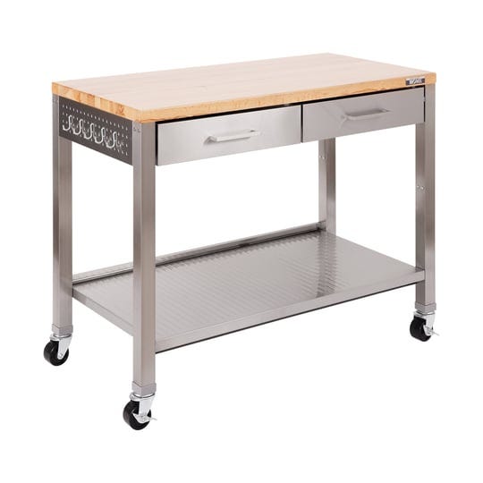 stainless-steel-rolling-workcenter-island-kitchen-cart-with-solid-wood-top-1