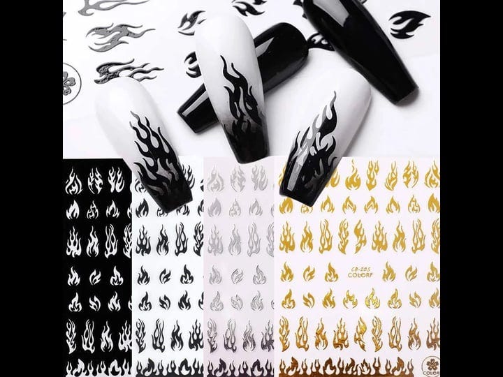 flame-nail-stickers-4-sheets-flame-nail-decals-3d-holographic-fire-nail-art-stickers-white-black-sil-1