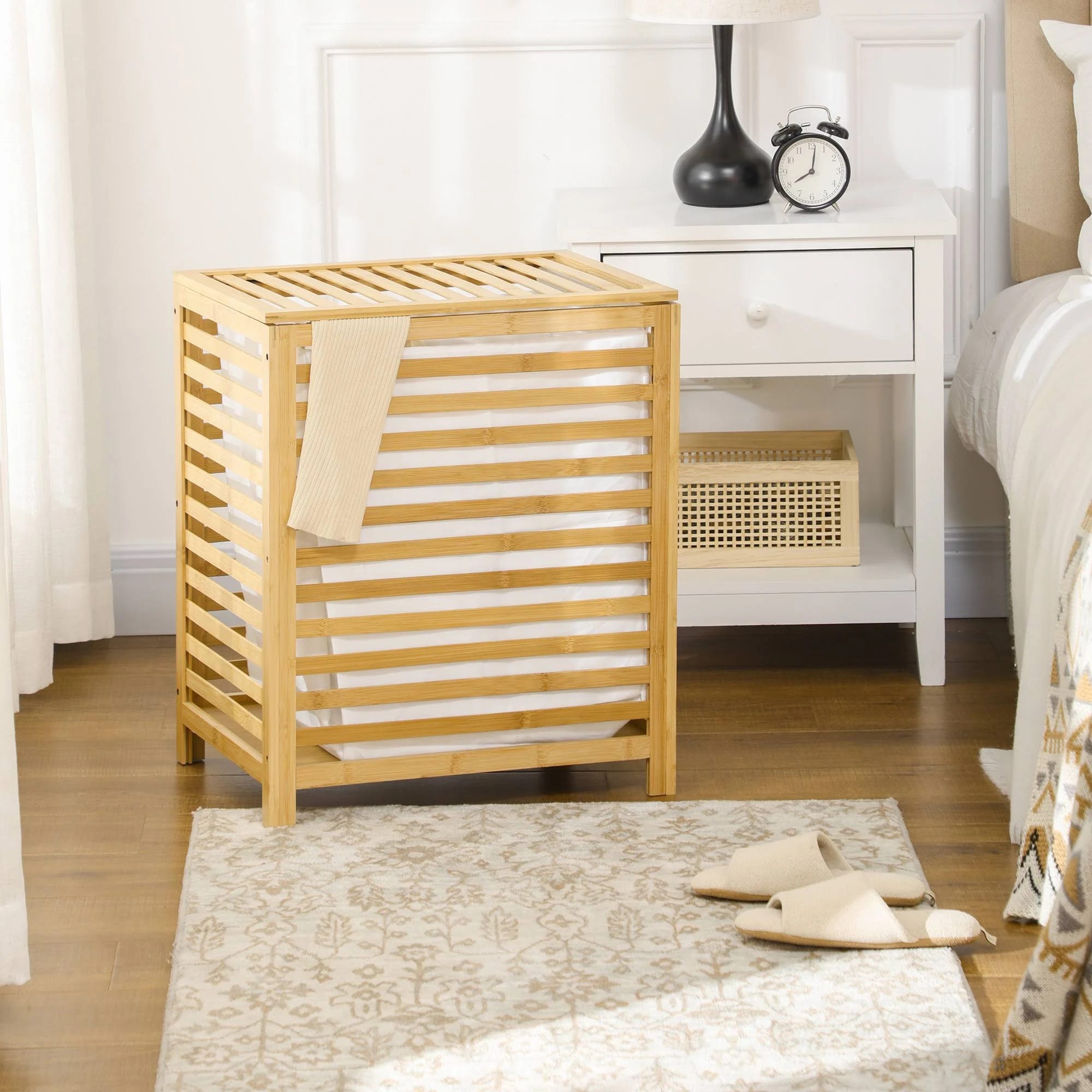 Bamboo Laundry Hamper Basket with Lid | Image
