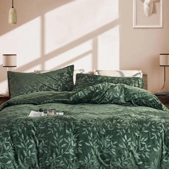 moduskye-bedding-set-3-piece-king-silver-stamping-leaves-emerald-velvet-bed-set-1-comforter-cover-wi-1