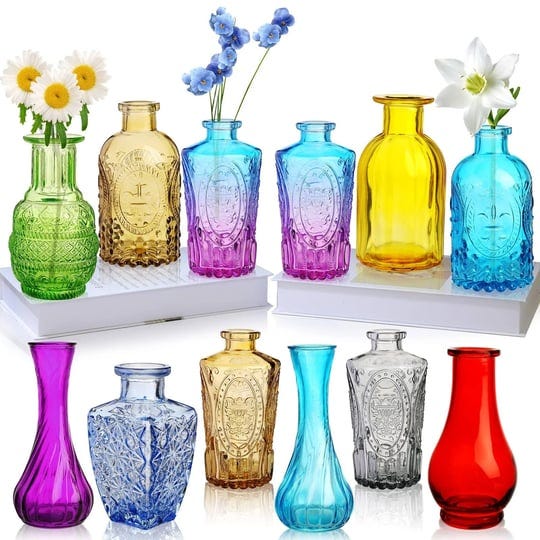 inftyle-colored-glass-bud-vase-set-of-12small-vintage-bud-vases-in-bulkmini-decor-vintage-vase-for-c-1