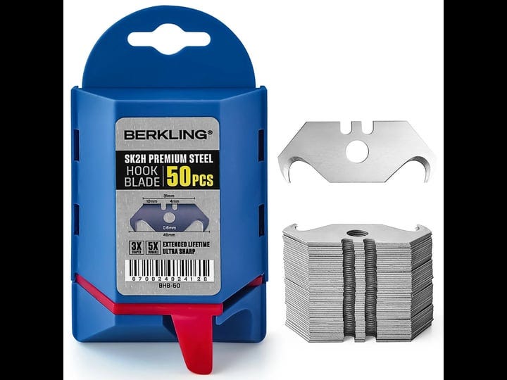 berkling-utility-hook-razor-blades-50-pack-with-dispenser-sk2h-laser-sharpened-hardened-ultra-3x-sha-1