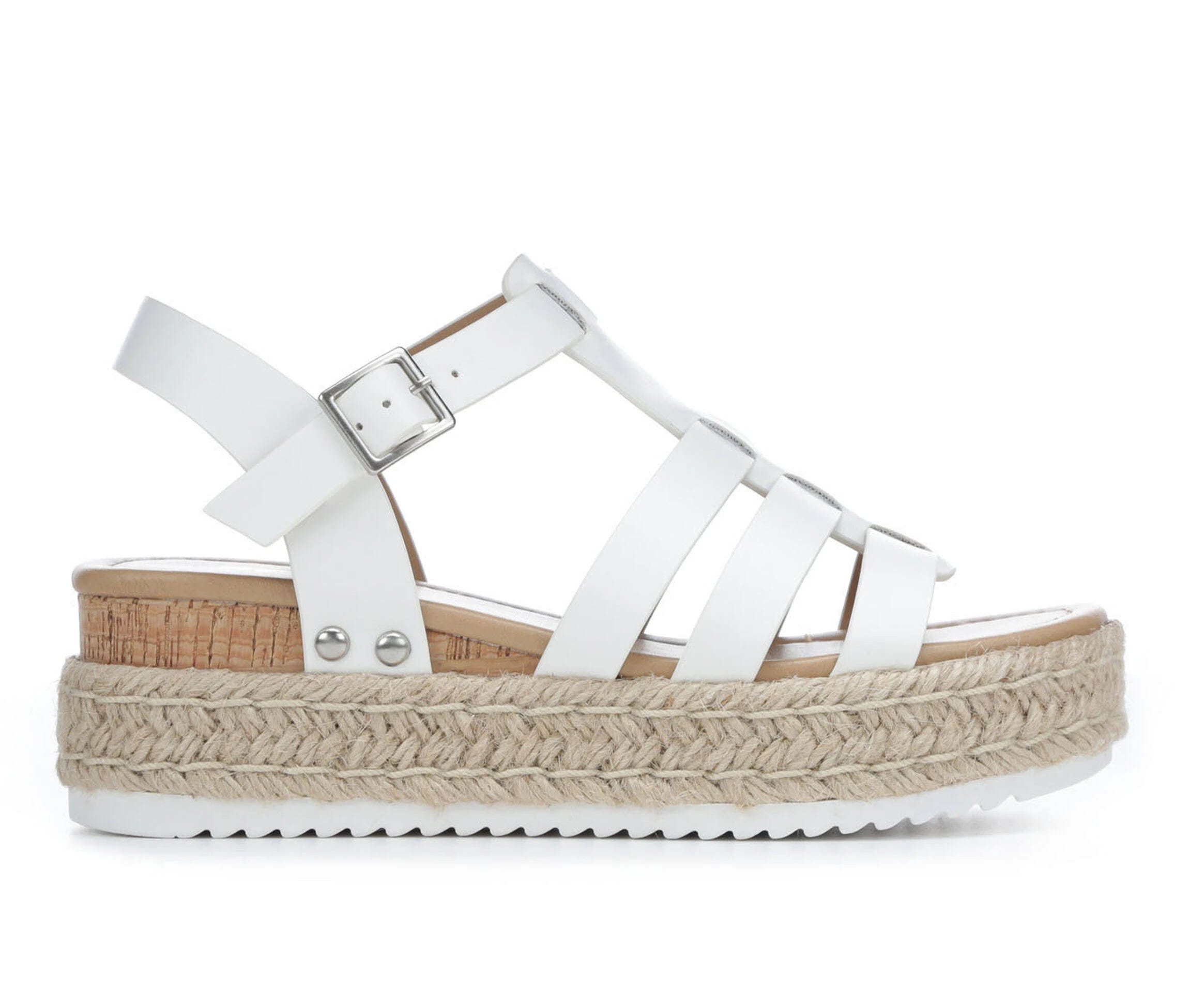 Sleek Espadrille Wedge Sandals for Women (White Size 11) | Image