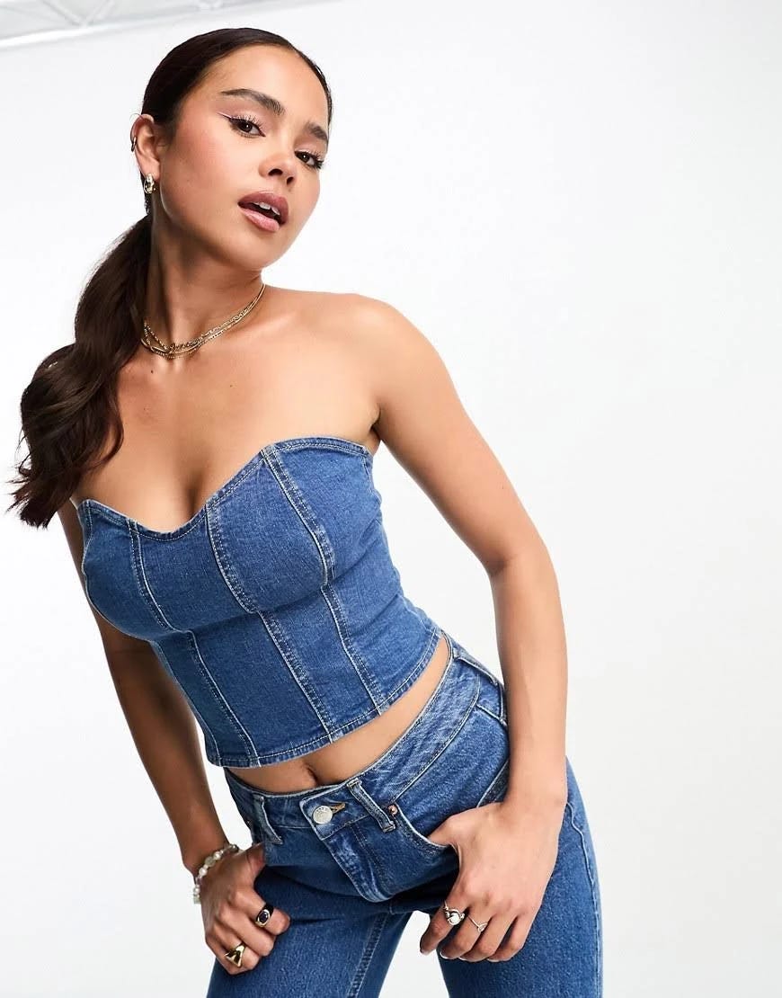 Stradivarius Blue Jean Bustier top | Image