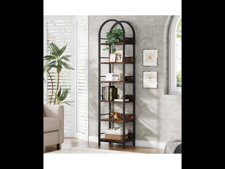 tribesigns-6-tier-open-bookshelf-78-7-tall-arched-bookcase-narrow-bookshelf-with-metal-frame-for-liv-1