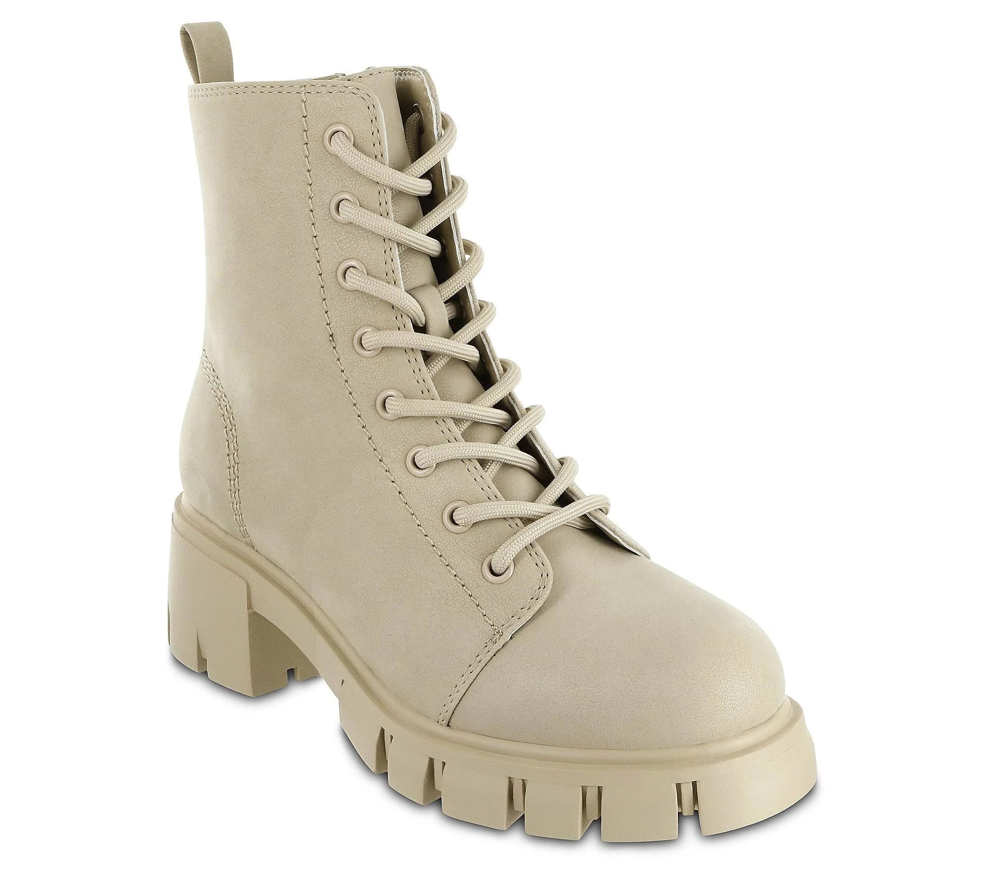 Trendy Beige Ankle Combat Boots | Image