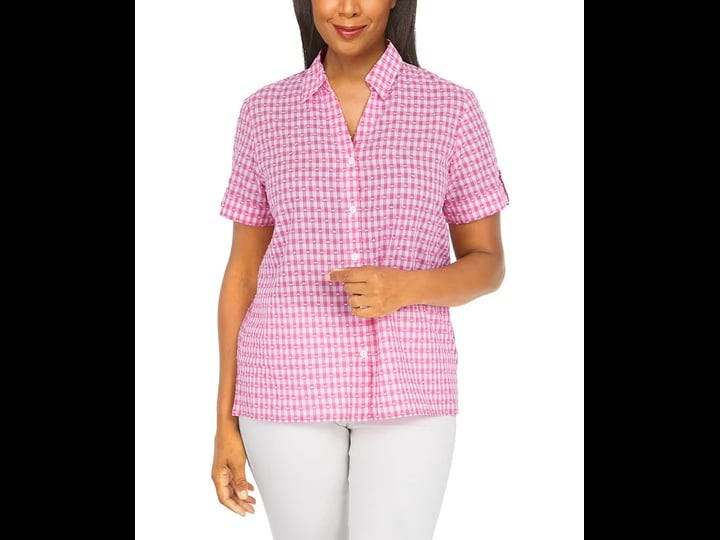 alfred-dunner-womens-classics-stencil-short-sleeve-button-down-top-carnation-size-xl-1