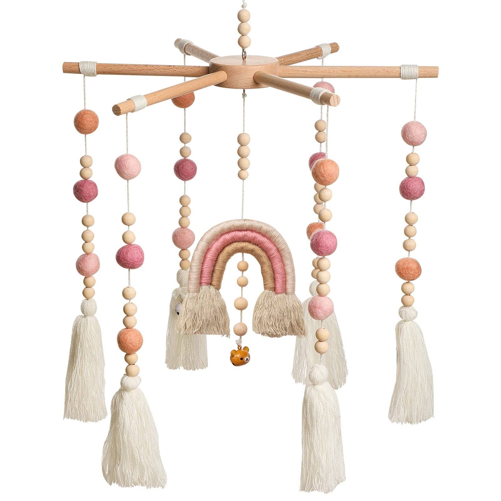 Rainbow Wooden Baby Mobile for Cribs and Car Seats | Image