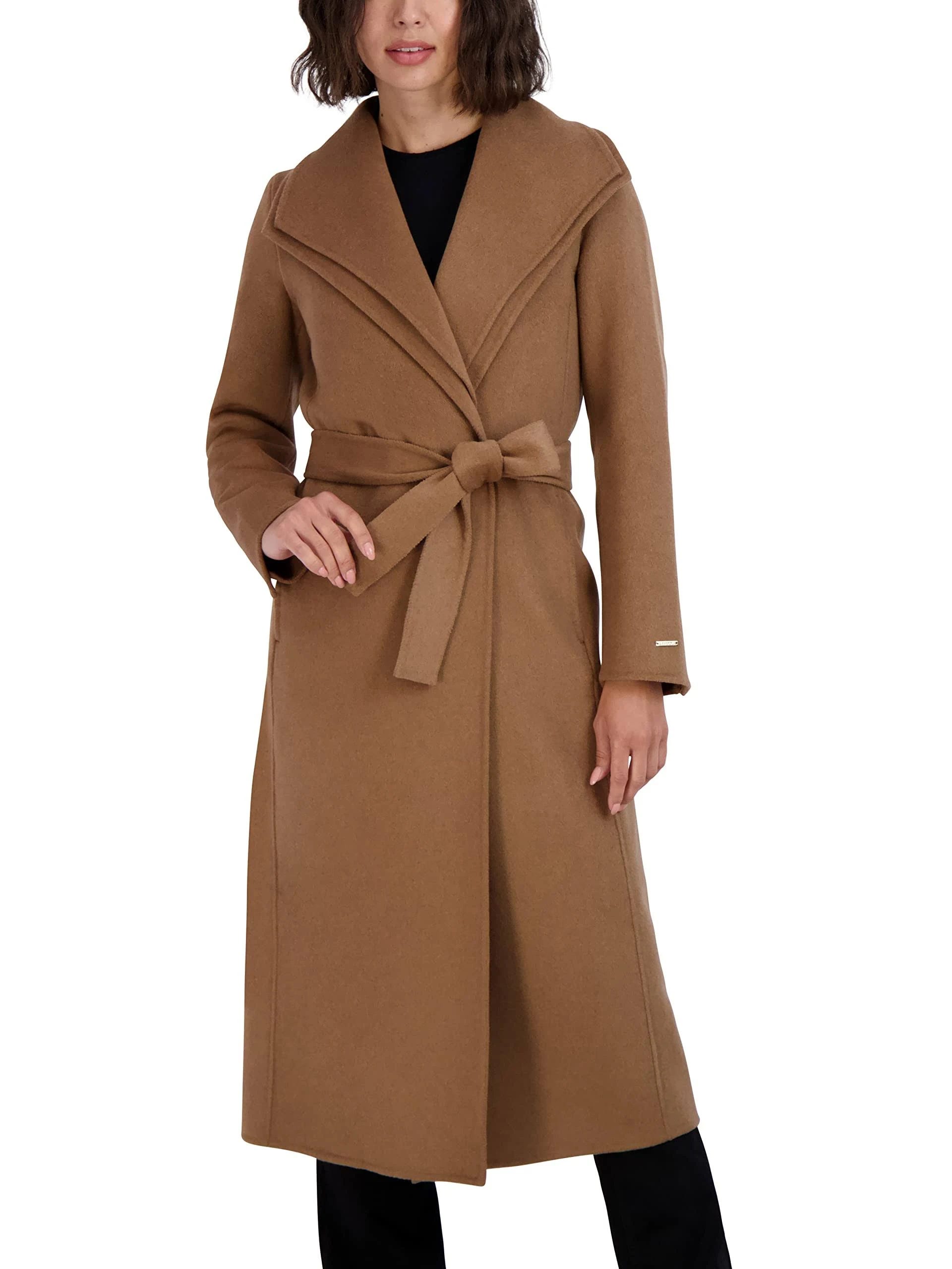 Tahari Women's Long, Stylish Wool Blend Wrap Coat | Image