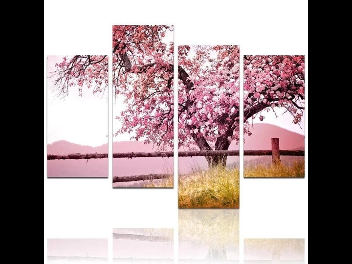 levvarts-plum-tree-blossom-artspring-flowers-canvas-print-for-home-wall-decorframed4-panels-cherry-b-1