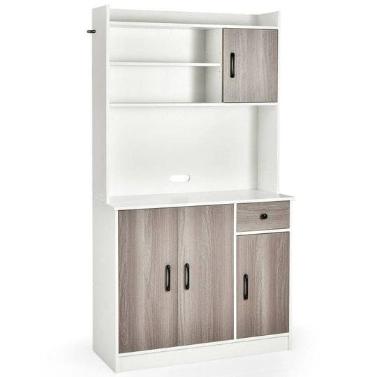 4-door-freestanding-kitchen-buffet-with-hutch-and-adjustable-shelves-white-color-white-1