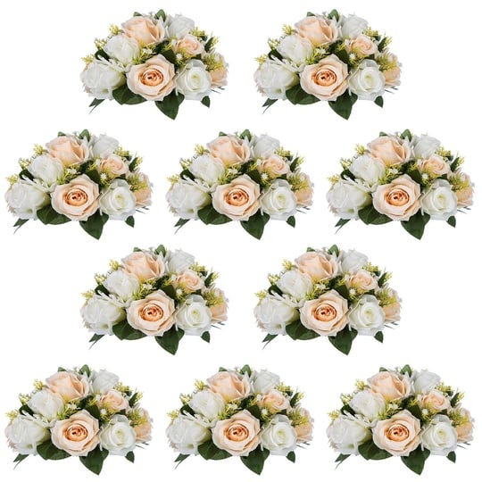 nuptio-pcs-of-10-fake-flower-ball-arrangement-bouquet15-heads-plastic-roses-with-base-suitable-for-o-1