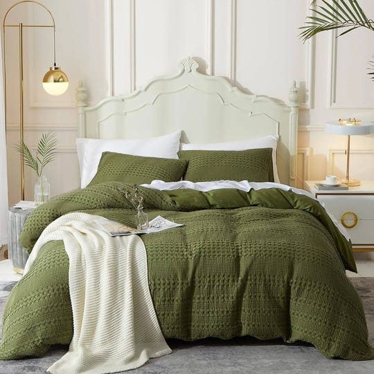 zell-waffle-weave-duvet-cover-set-100-cotton-duvet-cover-queen-boho-textured-olive-sage-green-duvet--1