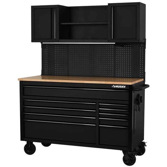 husky-56-in-w-x-27-6-in-d-10-drawer-matte-black-heavy-duty-mobile-workbench-with-pegboard-and-top-ca-1