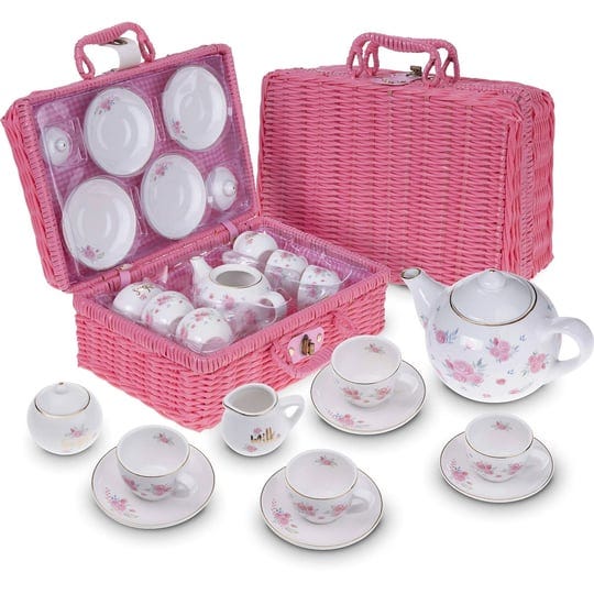 jewelkeeper-porcelain-tea-set-for-girls-with-box-for-ages-3-years-old-floral-design-13-pieces-pink-1