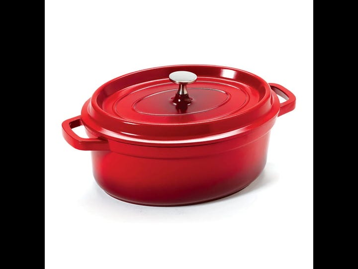 get-ca-009-r-bk-heiss-3-5-qt-red-enamel-coated-cast-aluminum-oval-dutch-oven-with-lid-1
