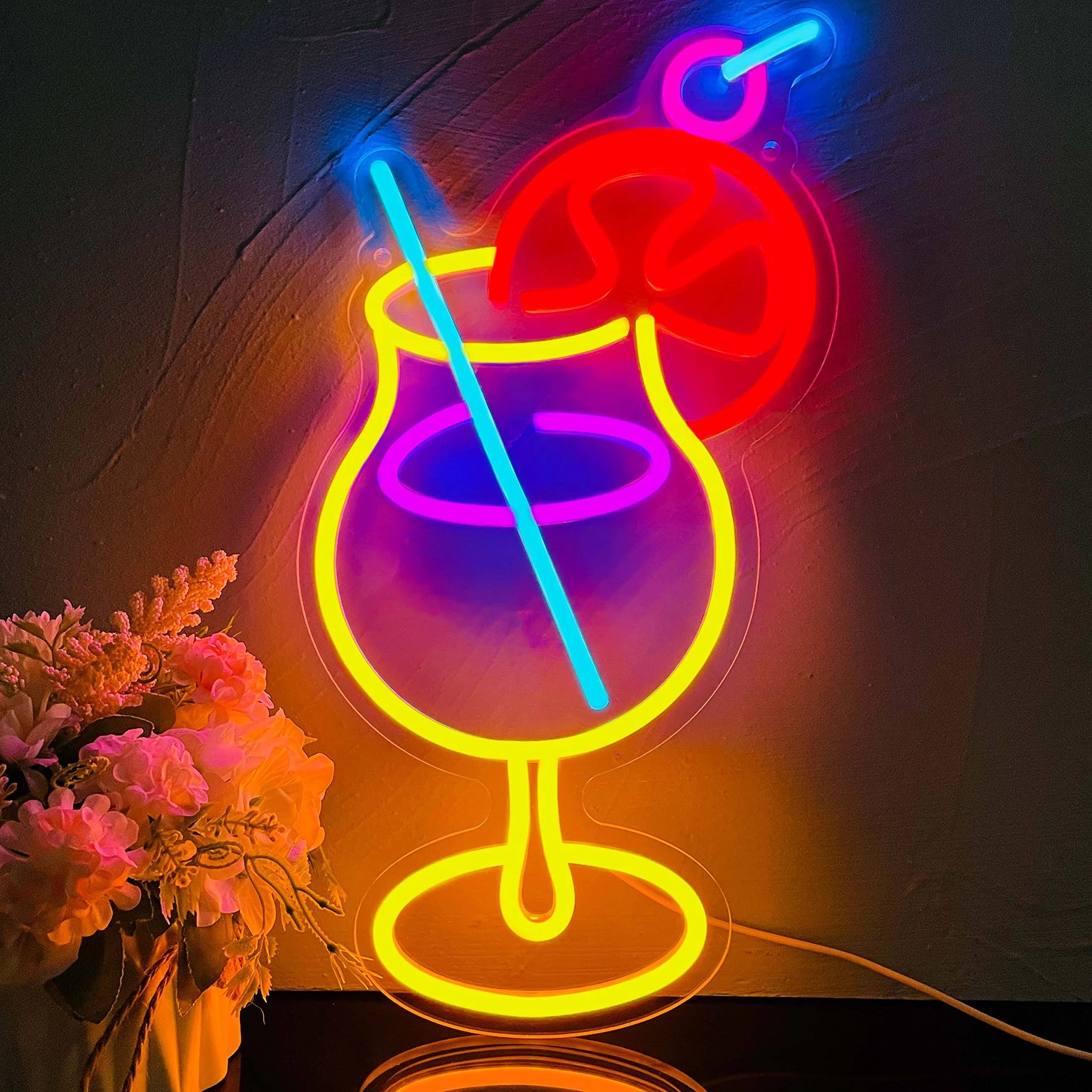 Stylish Cocktail Cup Neon Light for Home Bar Decor | Image