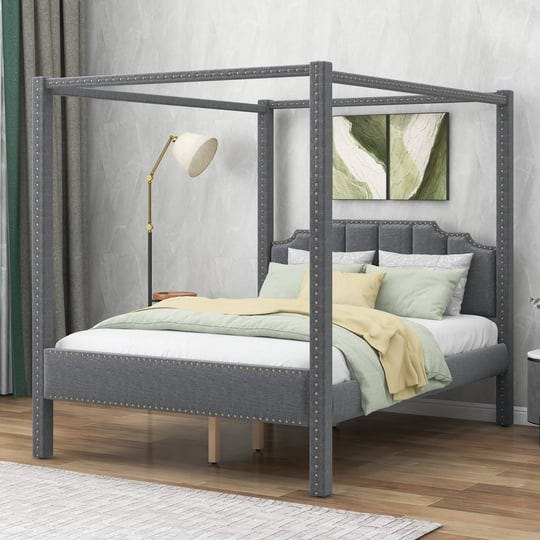 leadzm-queen-size-upholstery-canopy-platform-bed-with-headboard-support-legs-gray-1