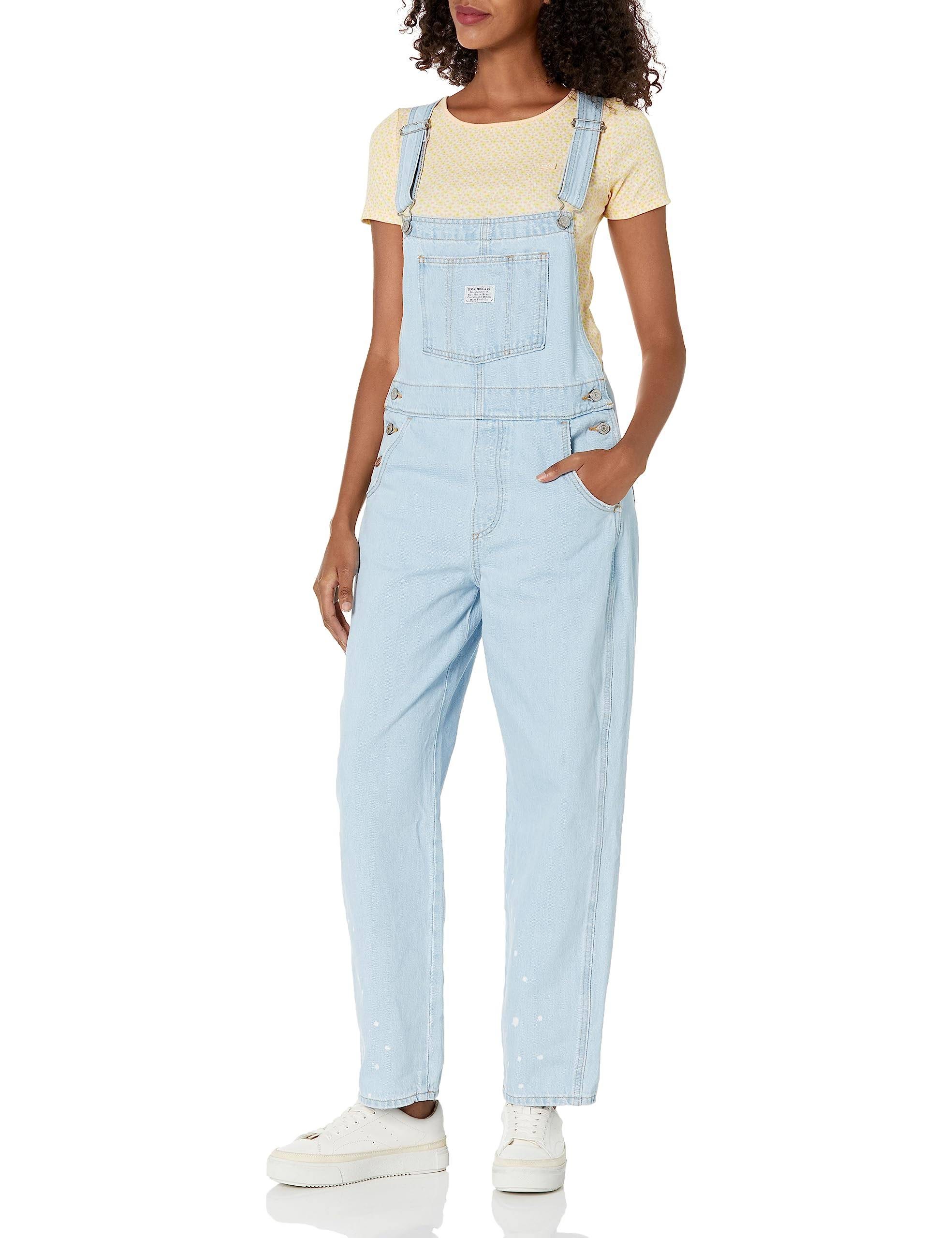 Vintage Denim Overalls with High Rise and Relaxed Fit | Image
