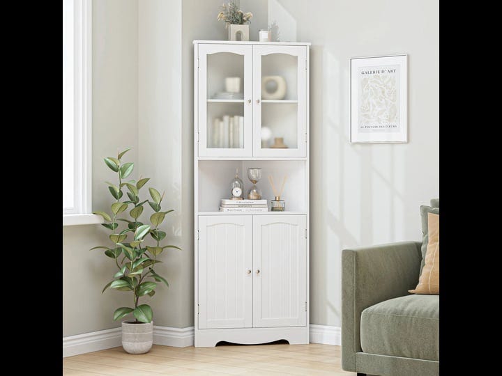 homfa-corner-storage-cabinet-wooden-4-doors-linen-cabinet-cupboard-for-bathroom-white-1