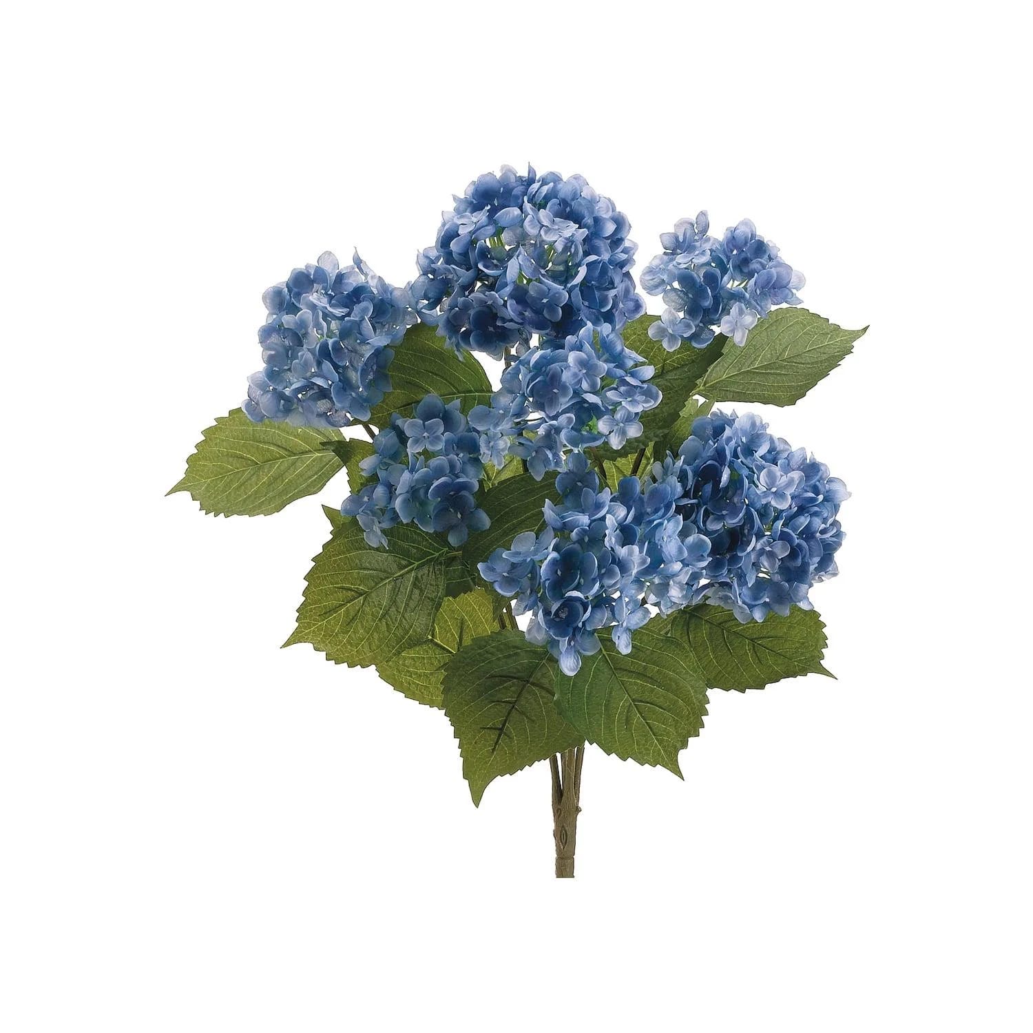 Elegant Blue Artificial Hydrangea Flower Bush 6 Pack | Image