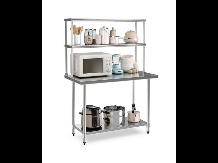 sugift-48-x-12-inch-kitchen-stainless-steel-over-shelf-with-adjustable-lower-shelf-silver-1