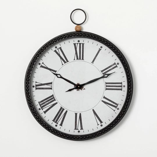 sullivans-28-5-black-bead-rimmed-wall-clock-metal-1